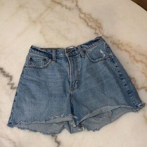 Abercrombie and Fitch Relaxed High-Rise Light Blue Denim Shorts